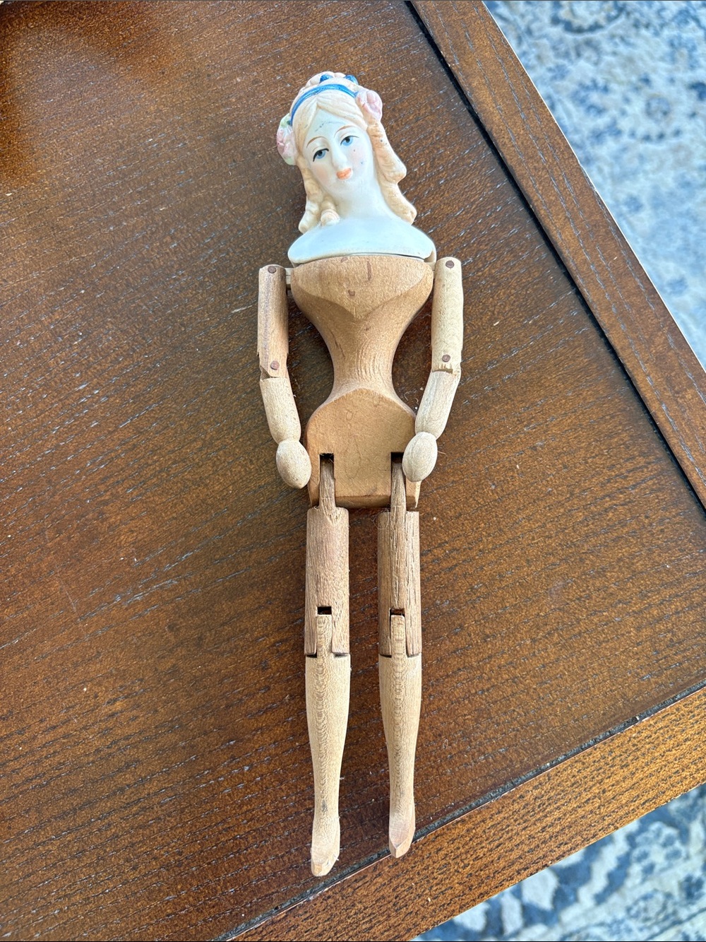 Shackman Jointed Doll - Bisque Porcelain Head and Wood Body
